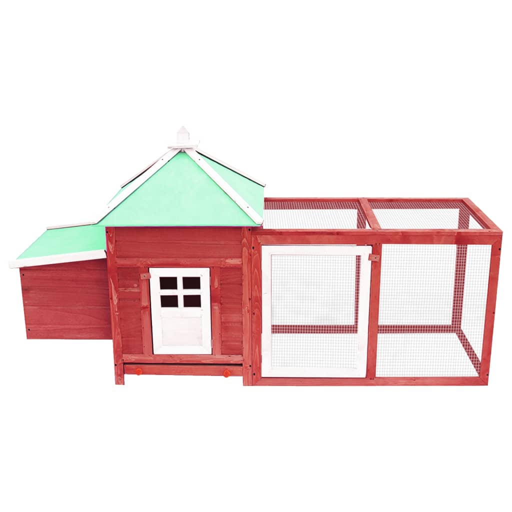 vidaXL Chicken Coop with Nest Box Red 190x72x102 cm Solid Firwood