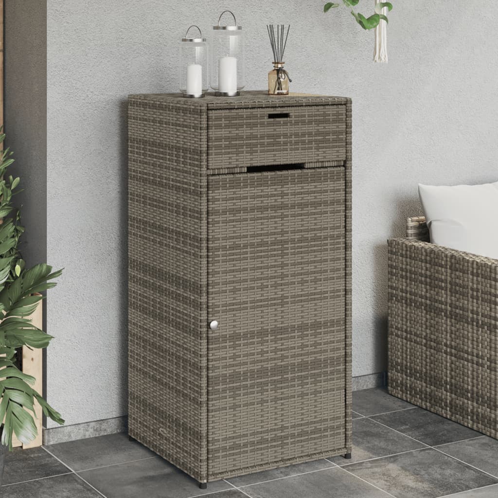 vidaXL Garden Storage Cabinet Grey 55x55x111 cm Poly Rattan
