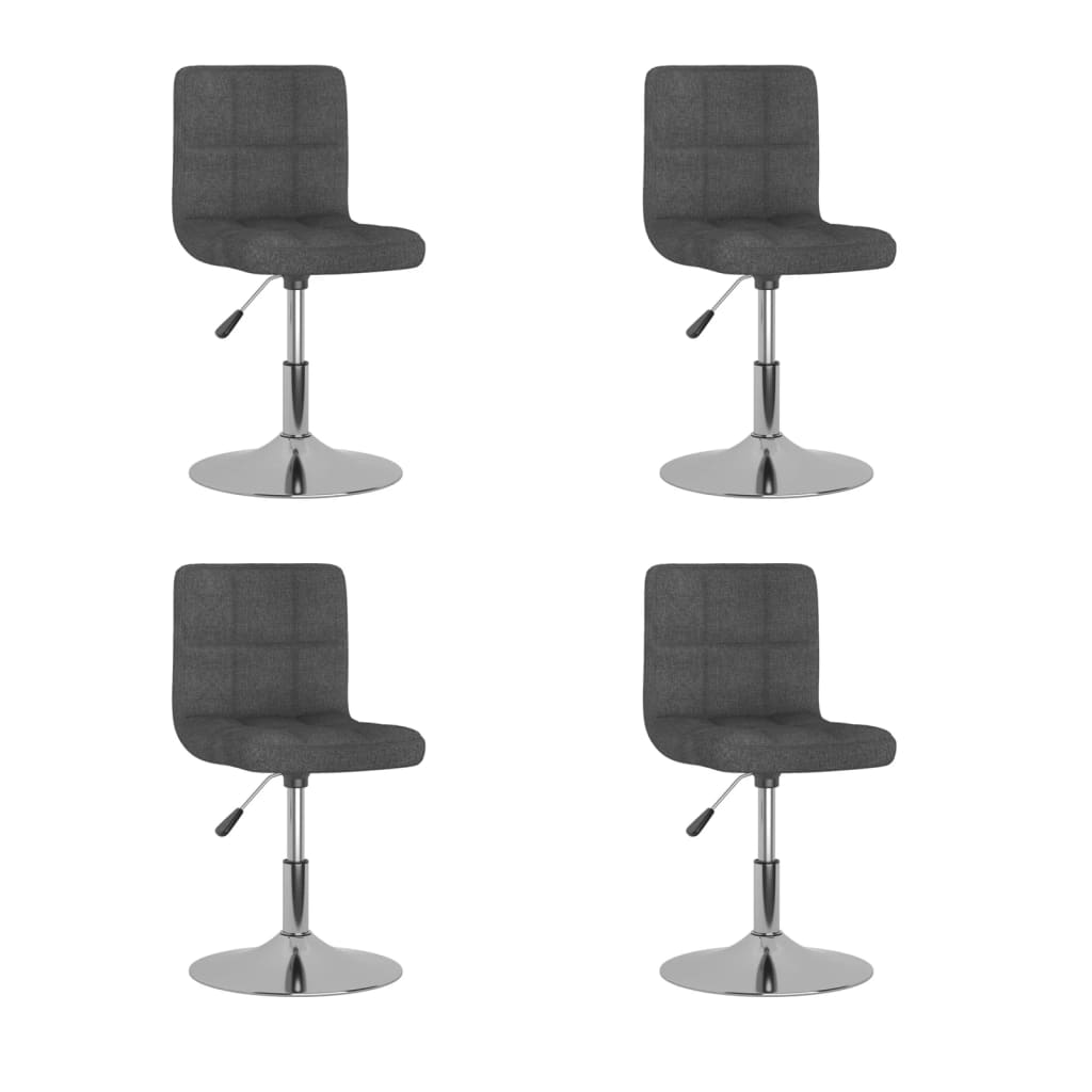 vidaXL Swivel Dining Chairs 4 pcs Dark Grey Fabric