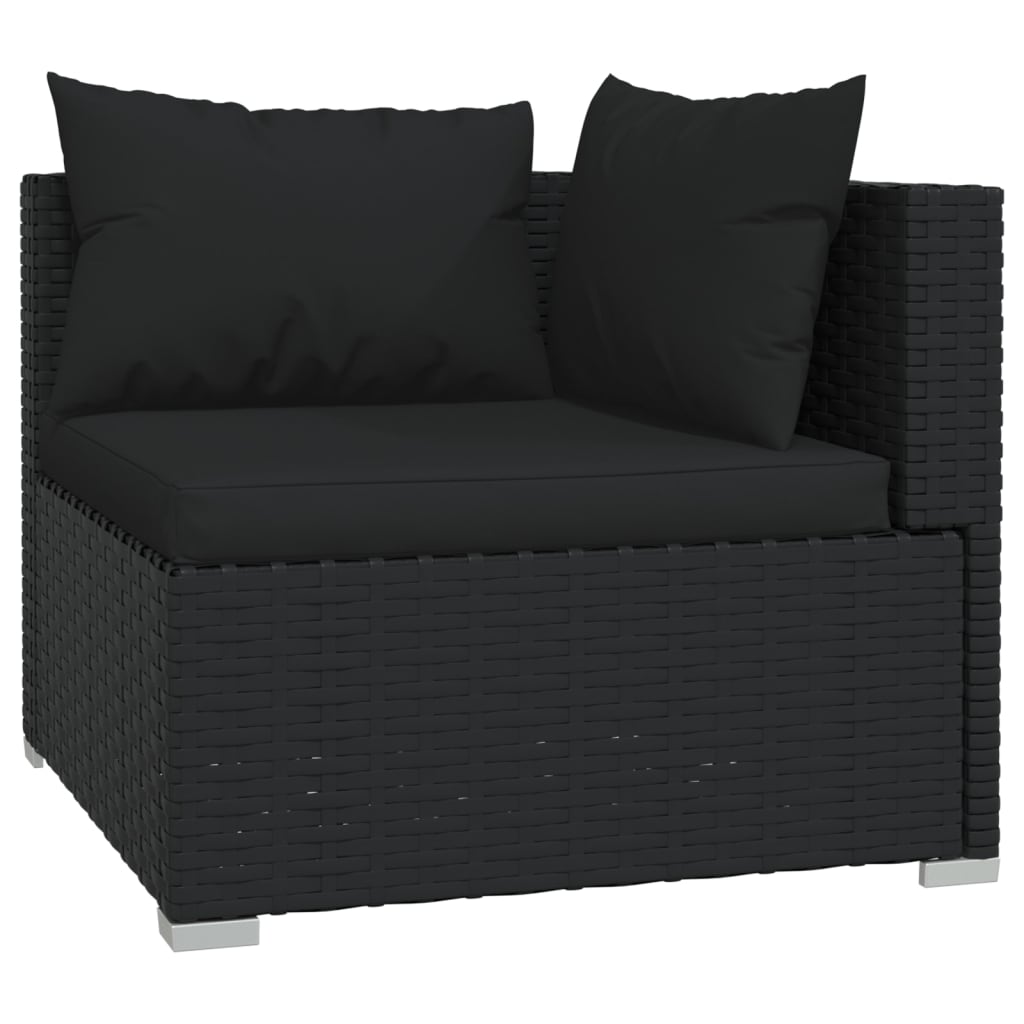 vidaXL 10 Piece Garden Lounge Set with Cushions Poly Rattan Black