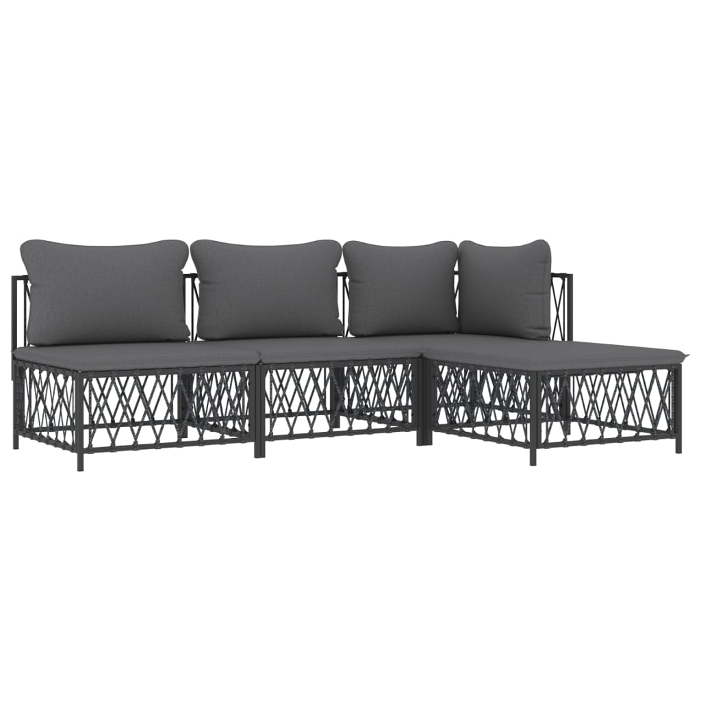 vidaXL 4 Piece Garden Lounge Set with Cushions Anthracite Steel