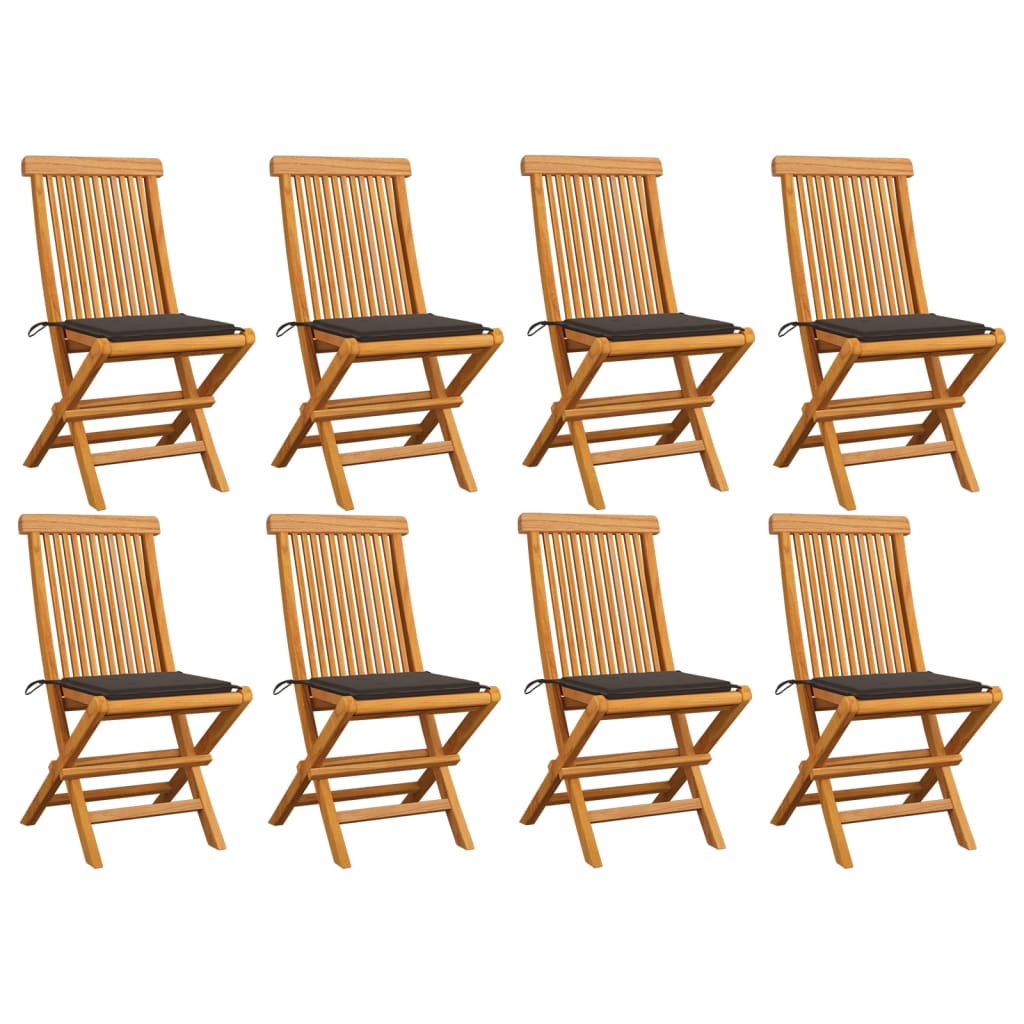 vidaXL Garden Chairs with Taupe Cushions 8 pcs Solid Teak Wood