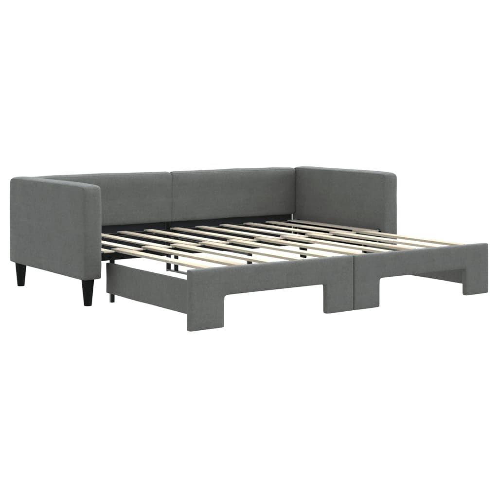 vidaXL Daybed with Trundle Dark Grey 92x187 cm Single Size Fabric