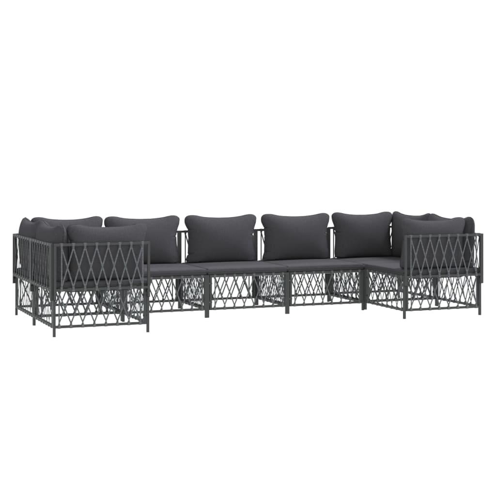 vidaXL 7 Piece Garden Lounge Set with Cushions Anthracite Steel