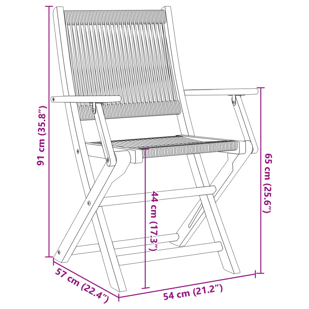 vidaXL Garden Chairs 2 pcs Black Solid Wood Acacia and Polypropylene