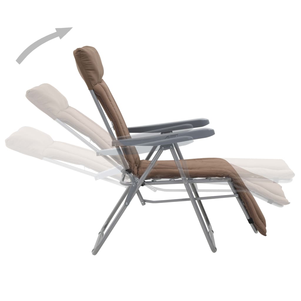 vidaXL Folding Garden Chairs with Cushions 2 pcs Brown