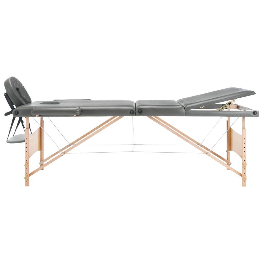vidaXL Massage Table with 3 Zones Wooden Frame Anthracite 186x68 cm
