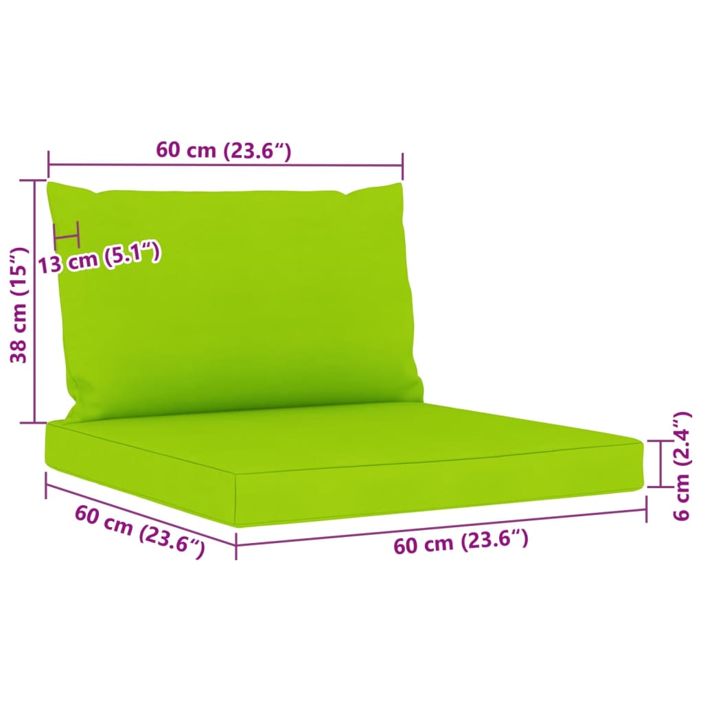 vidaXL Garden 3-Seater Pallet Sofa with Bright Green Cushions Pinewood
