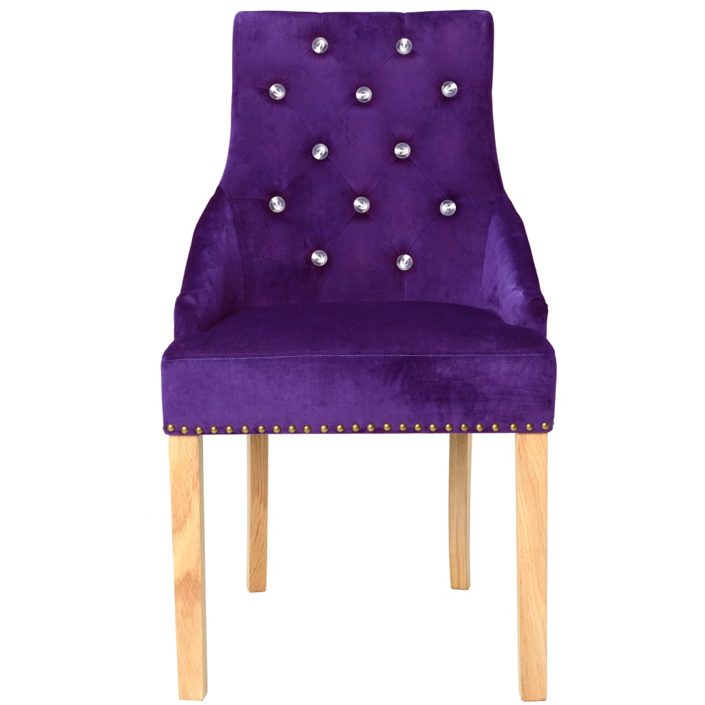 vidaXL Dining Chairs 2 pcs Purple Solid Oak and Velvet