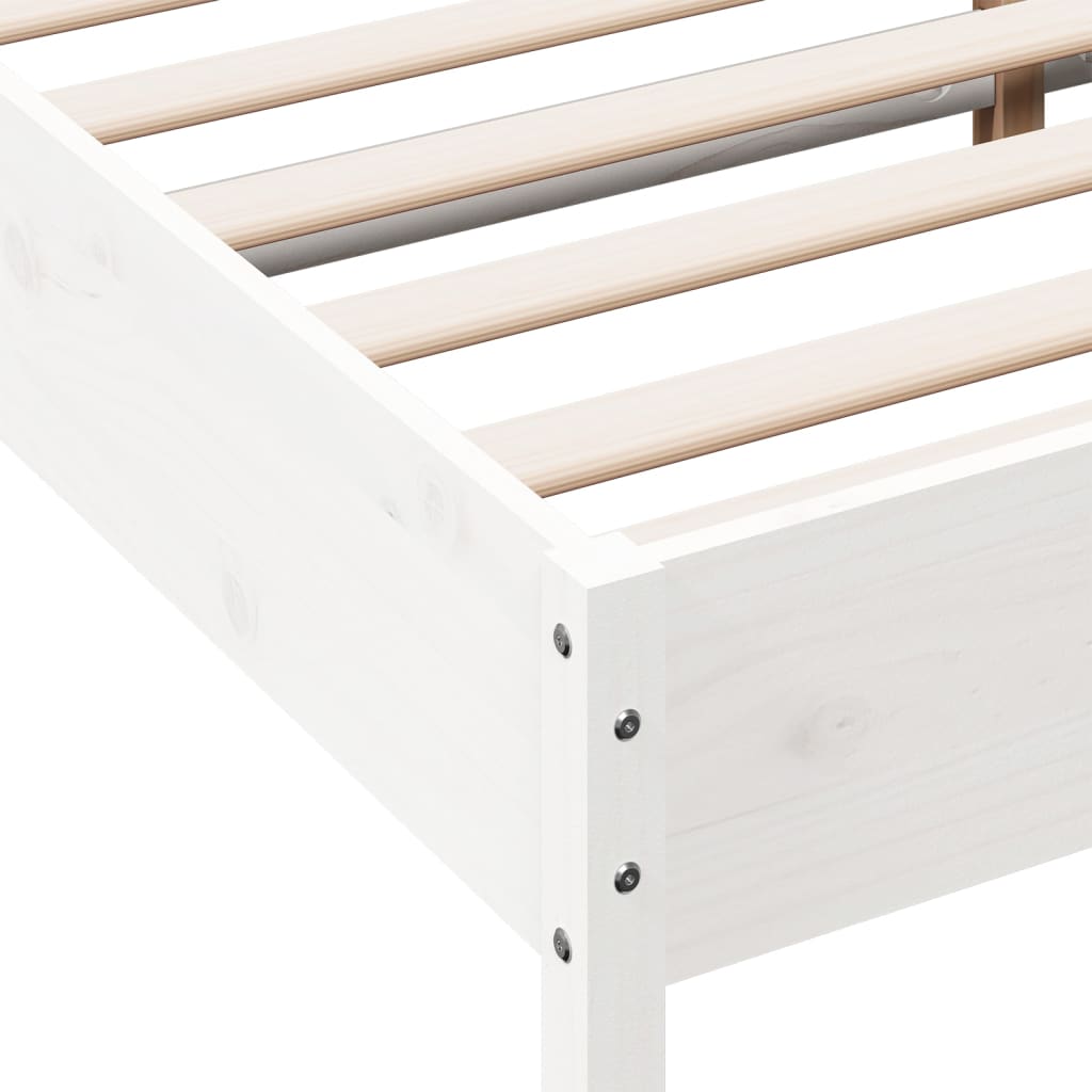 vidaXL Bed Frame with Headboard White 180x200 cm Super King Solid Wood Pine