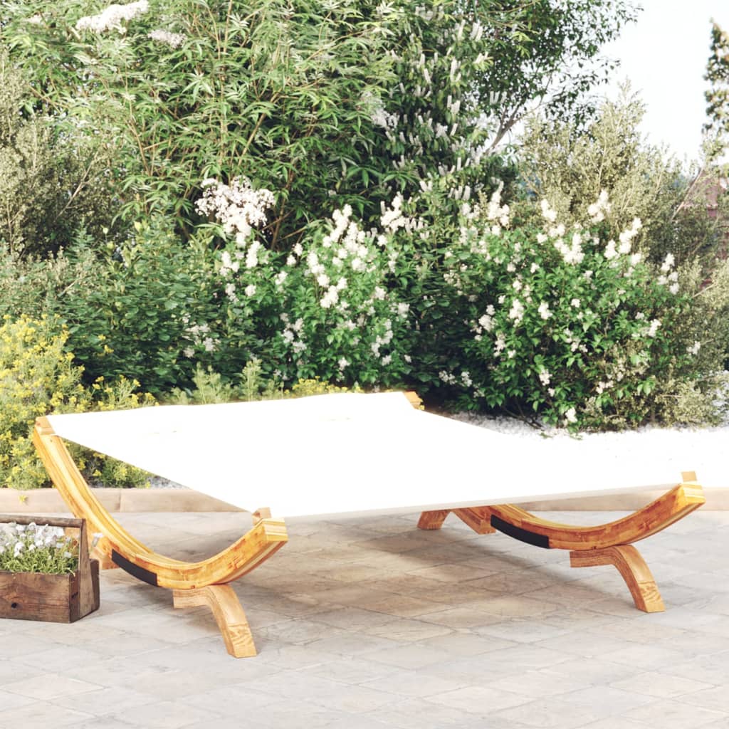 vidaXL Outdoor Lounge Bed 165x188.5x46 cm Solid Bent Wood Cream