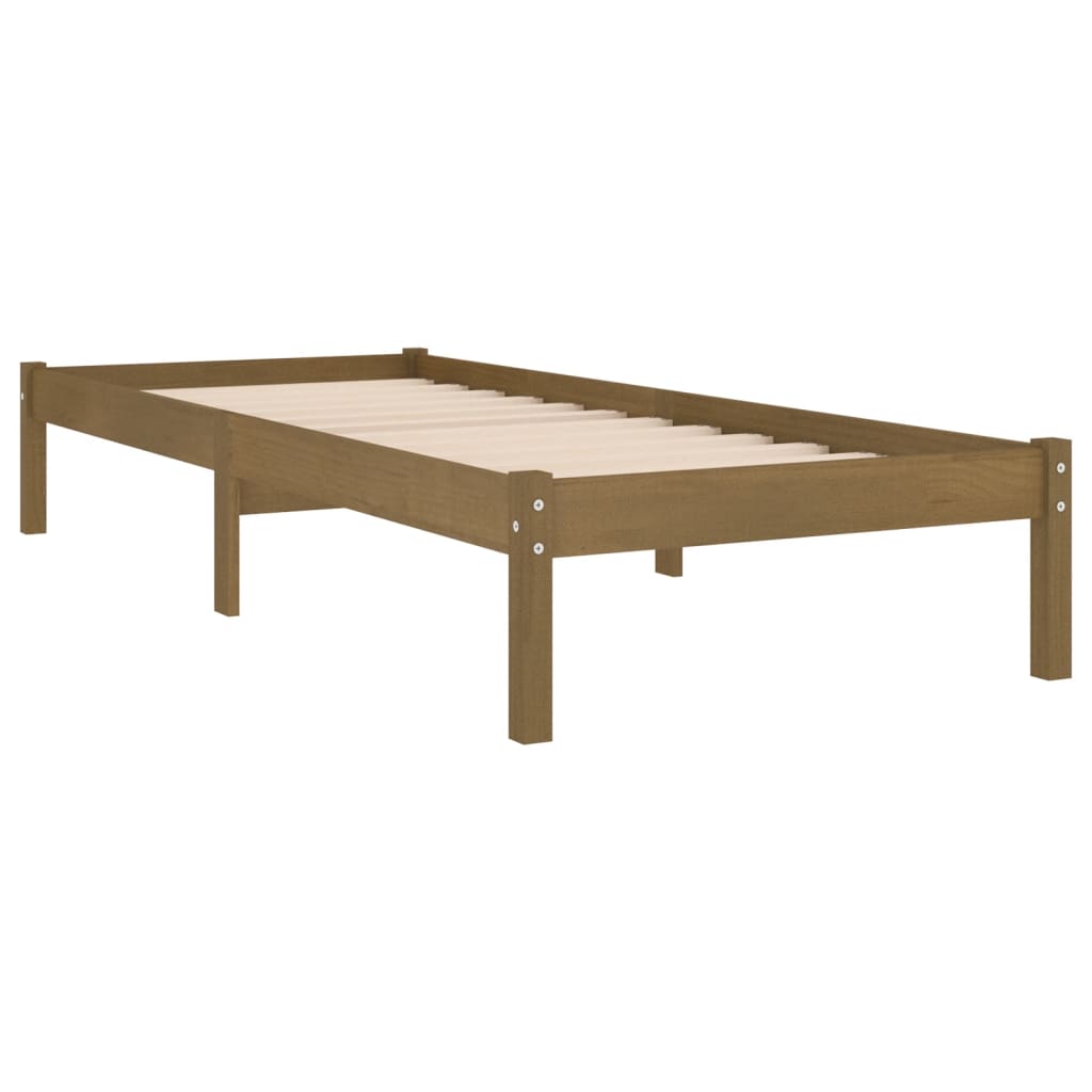 vidaXL Bed Frame without Mattress Honey Brown Solid Wood 90x200 cm