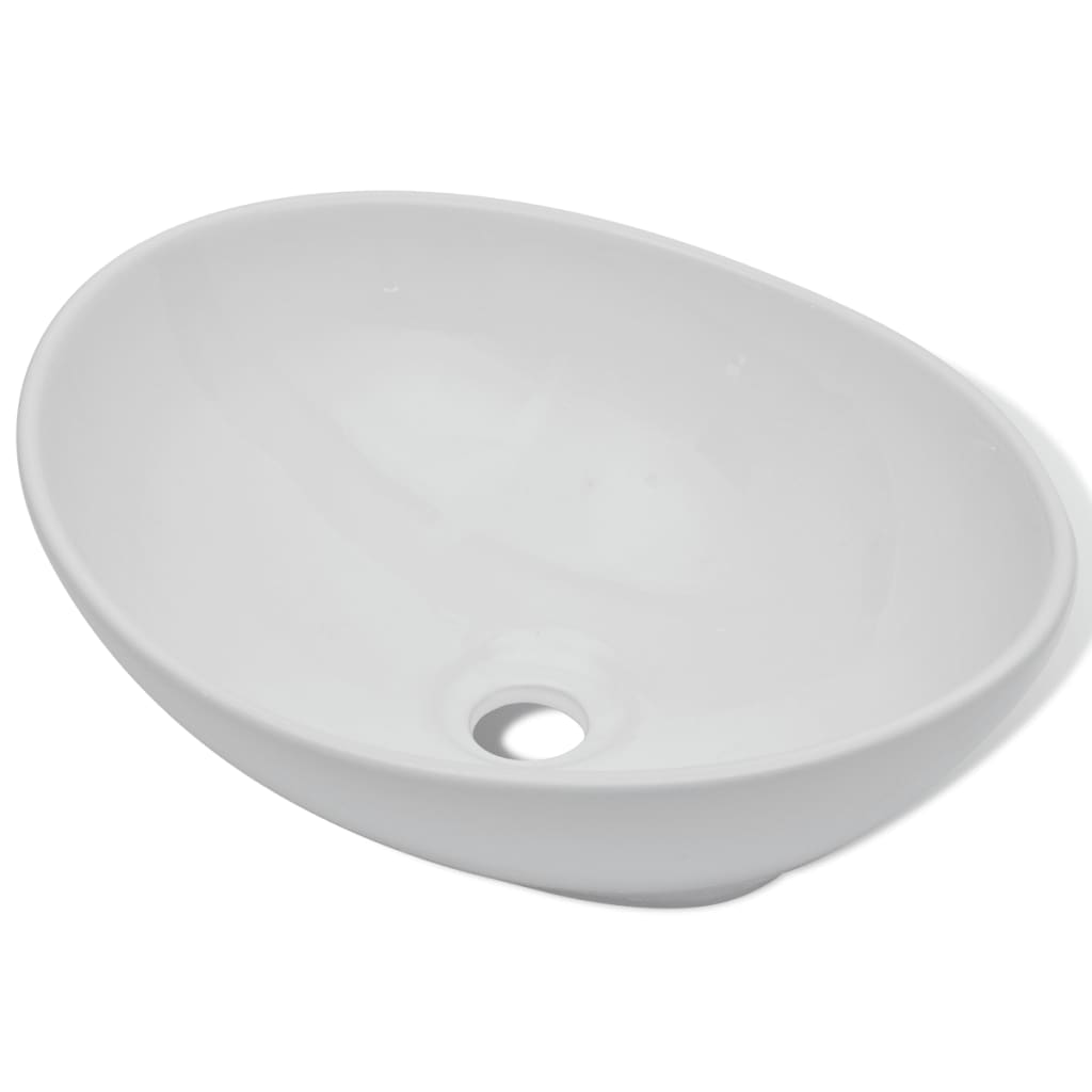 vidaXL Ceramic Basin 40x33 cm Oval White