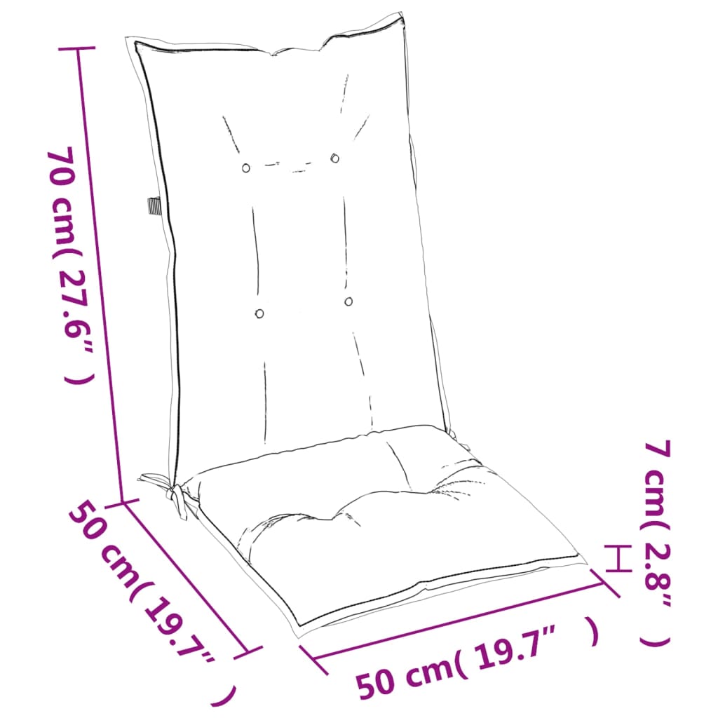 vidaXL Garden Highback Chair Cushions 4 pcs Cream 120x50x7 cm Fabric
