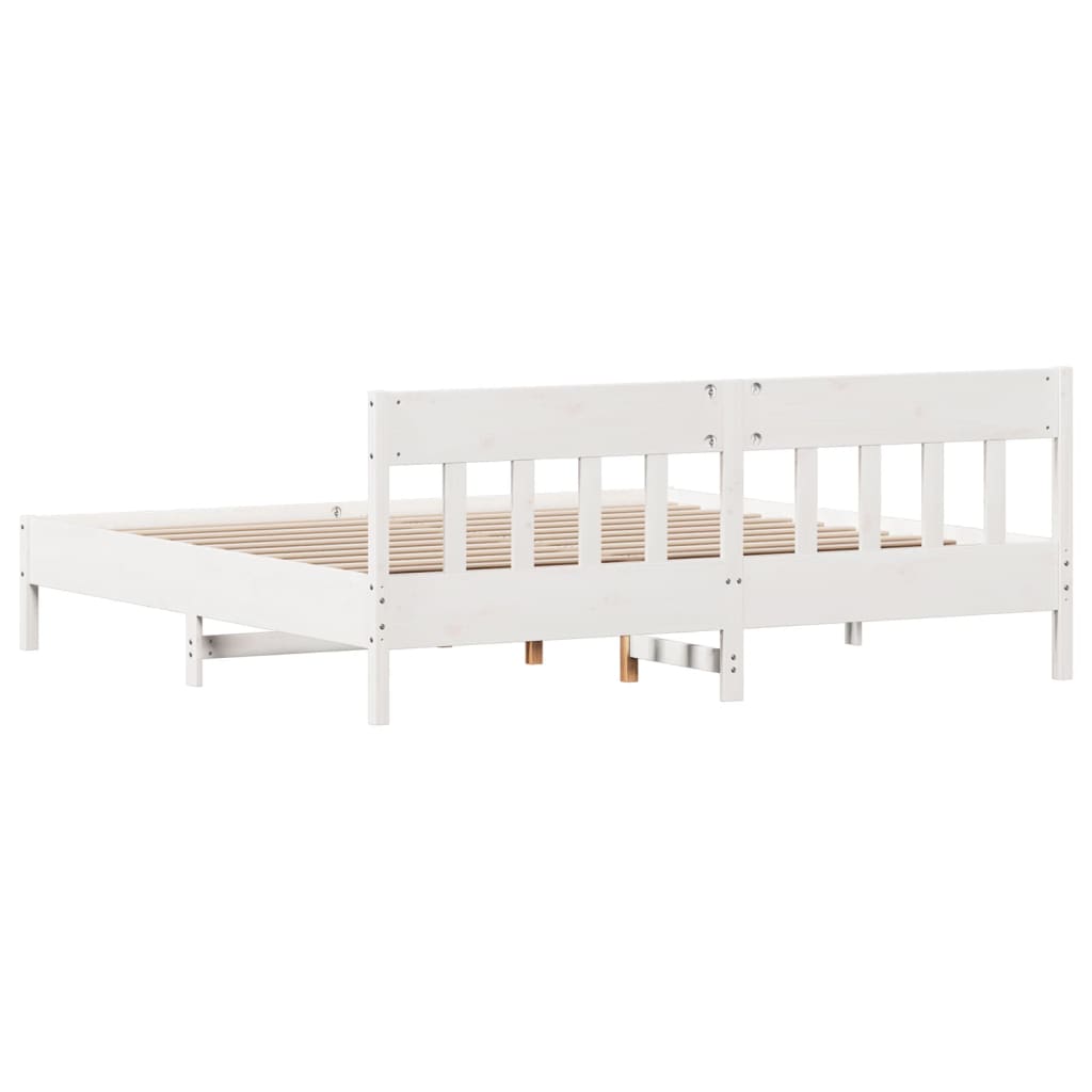 vidaXL Bed Frame with Headboard White 200x200 cm Solid Wood Pine