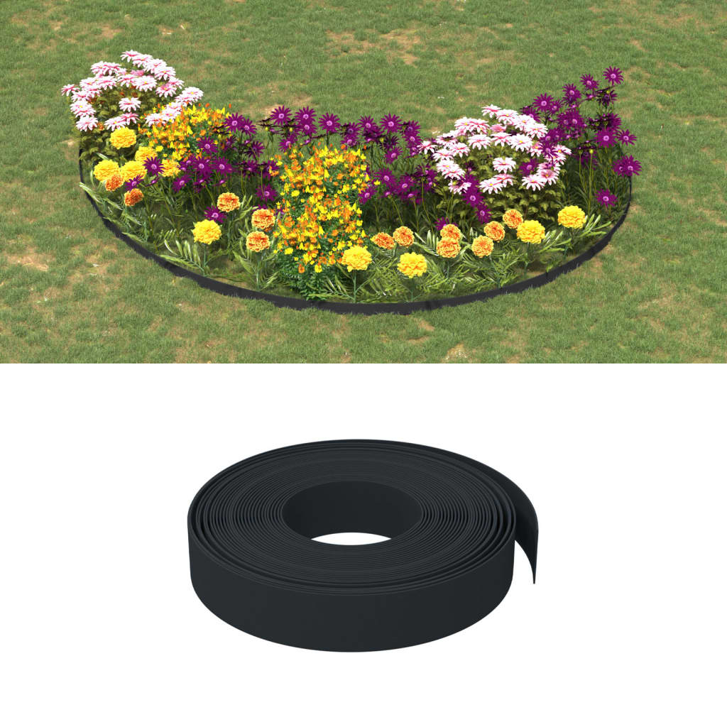 vidaXL Garden Edgings 4 pcs Black 10 m 10 cm Polyethylene