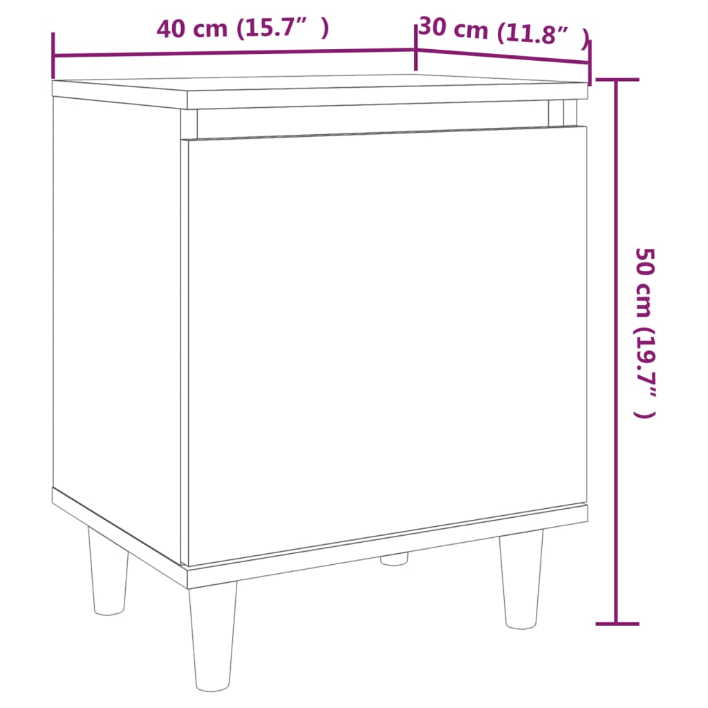 vidaXL Bed Cabinet with Solid Wood Legs Brown Oak 40x30x50 cm