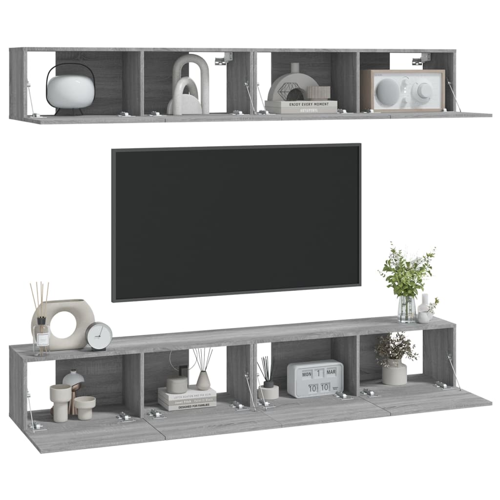 vidaXL Wall TV Cabinets 4 pcs Grey Sonoma 100x30x30 cm
