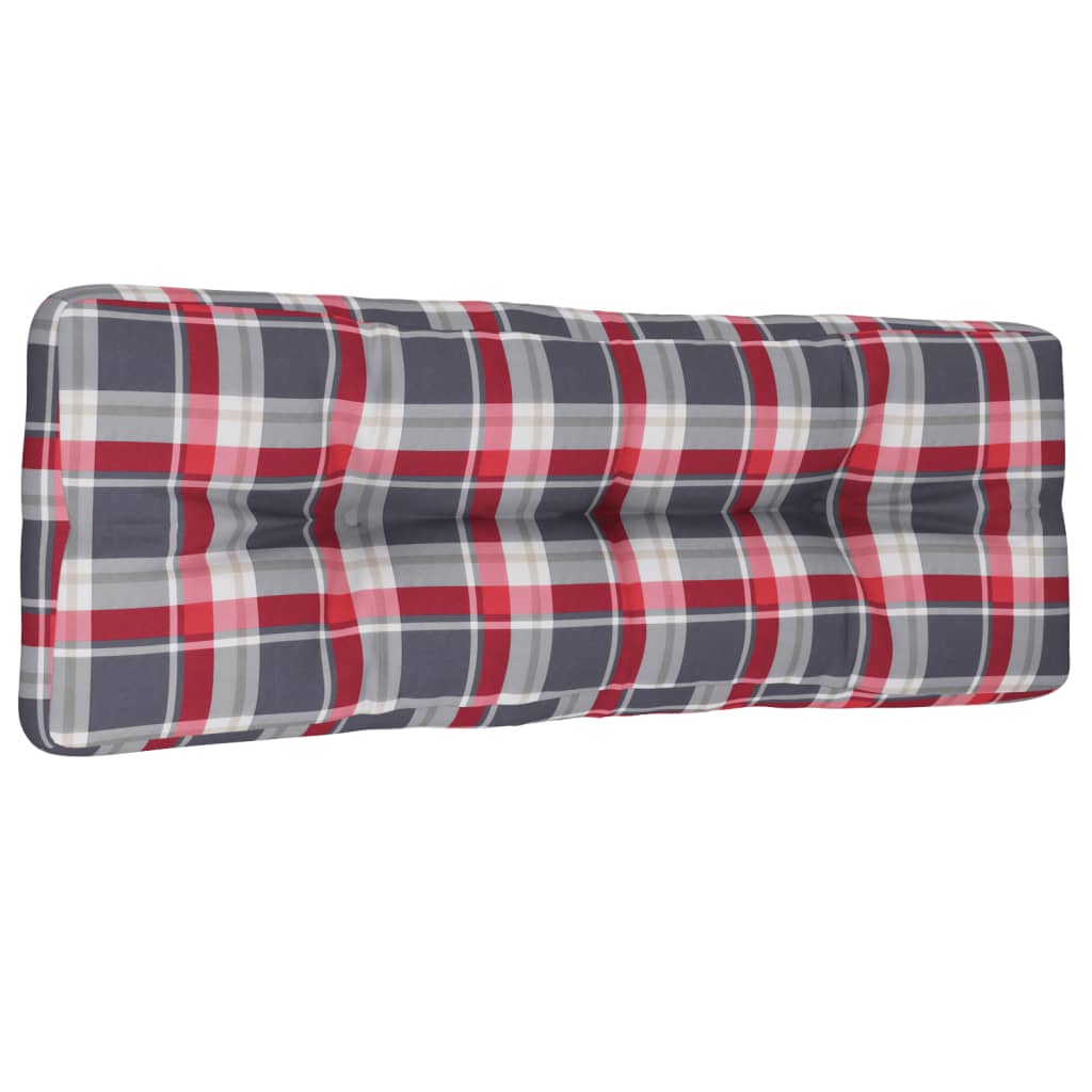 vidaXL Pallet Cushion Red Check Pattern 120x40x12 cm Fabric