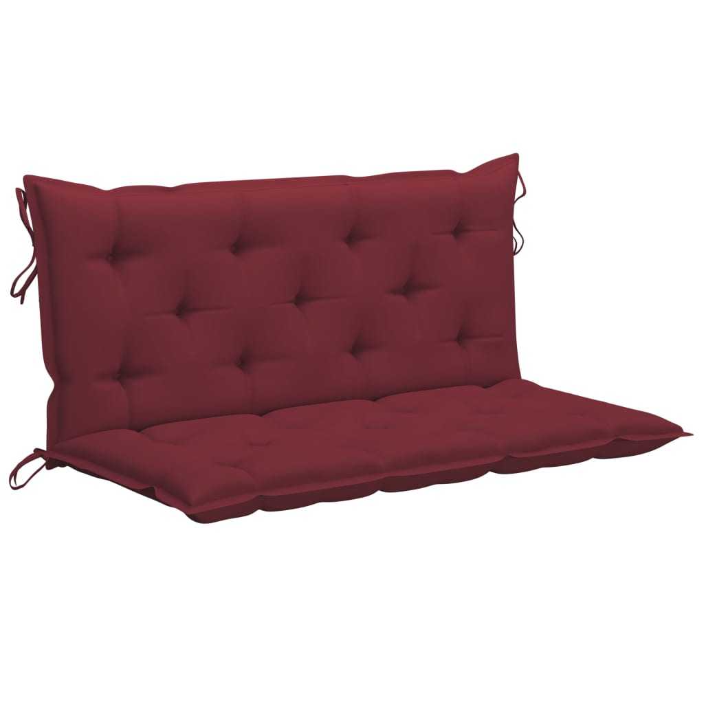vidaXL Swing Bench with Wine Red Cushion 120 cm Solid Teak Wood