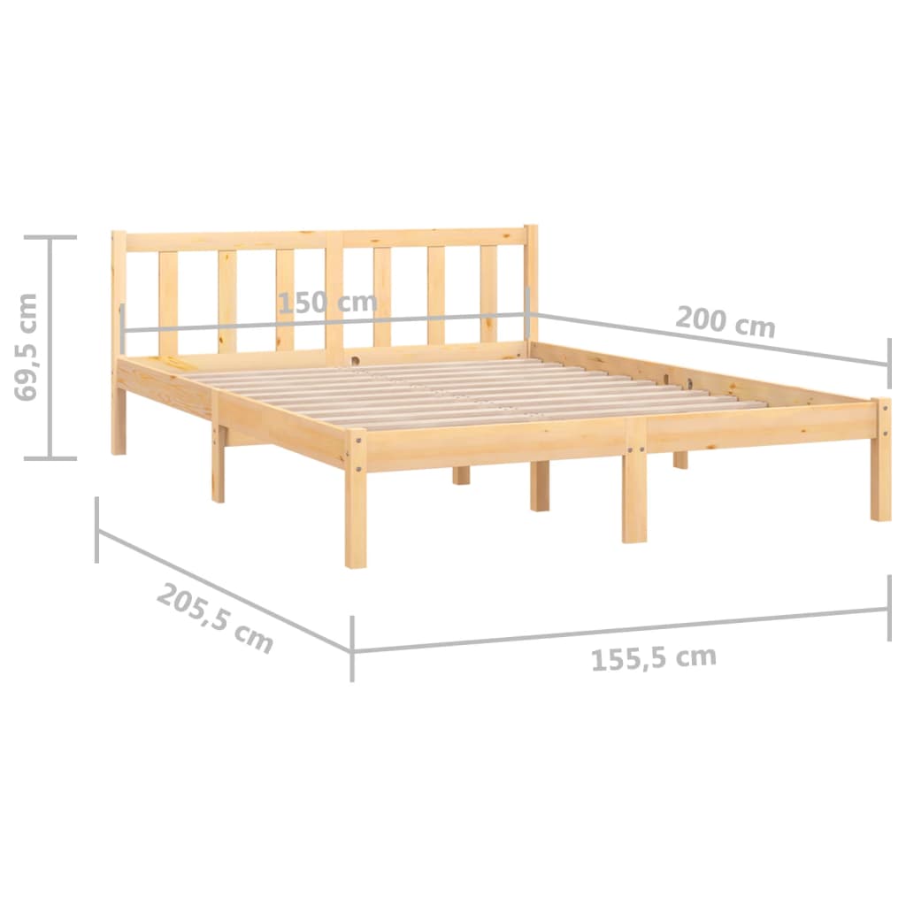 vidaXL Bed Frame without Mattress Solid Wood Pine King Size