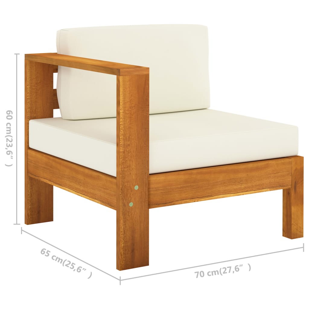 vidaXL 10 Piece Garden Lounge Set with Cream White Cushions Acacia Wood