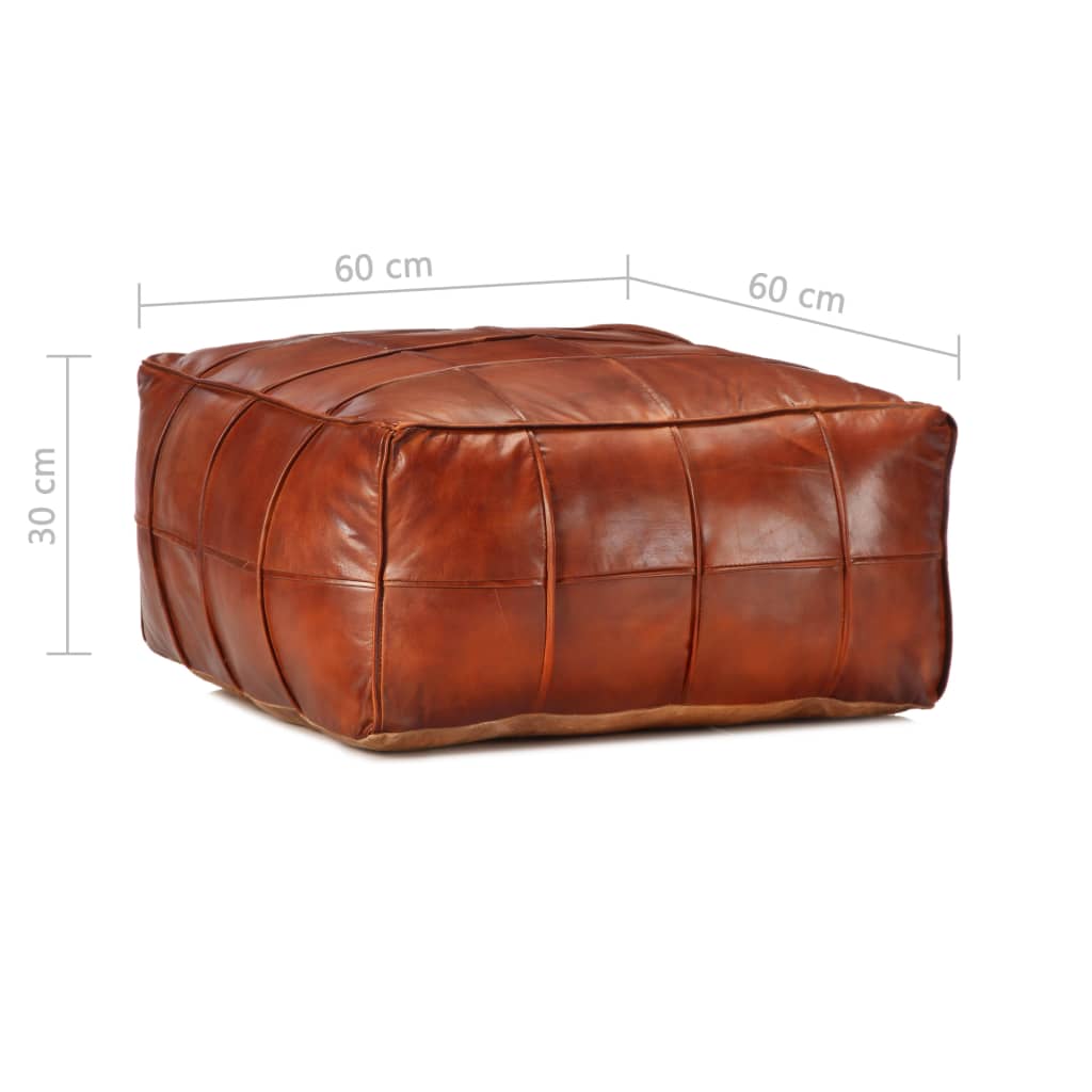vidaXL Pouffe Tan 60x60x30 cm Genuine Goat Leather