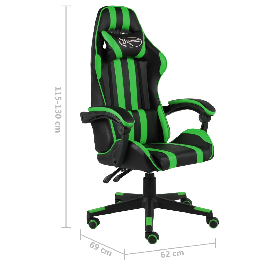 vidaXL Racing Chair Black and Green Faux Leather