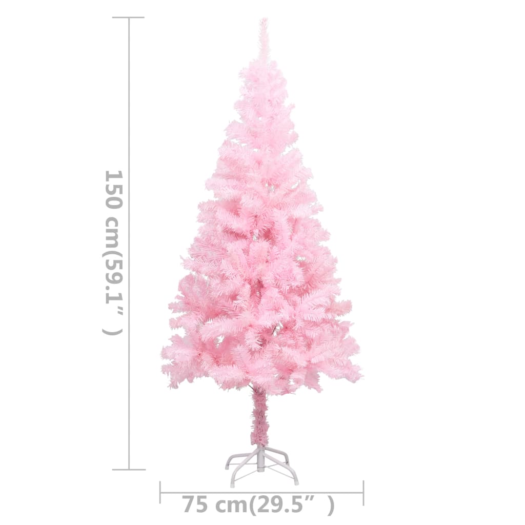 vidaXL Artificial Pre-lit Christmas Tree with Ball Set Pink 150 cm PVC