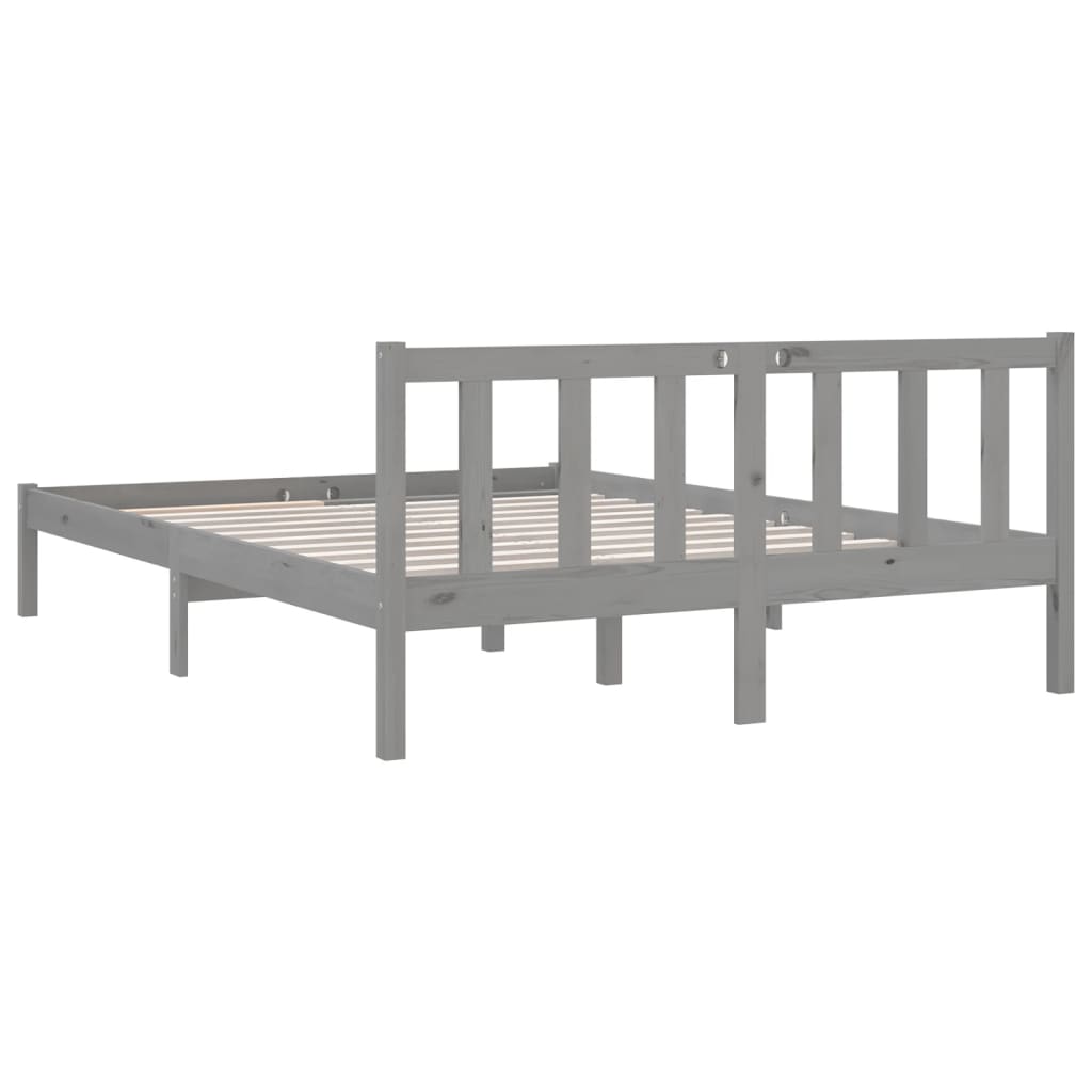 vidaXL Bed Frame Grey Solid Pinewood 140x200 cm