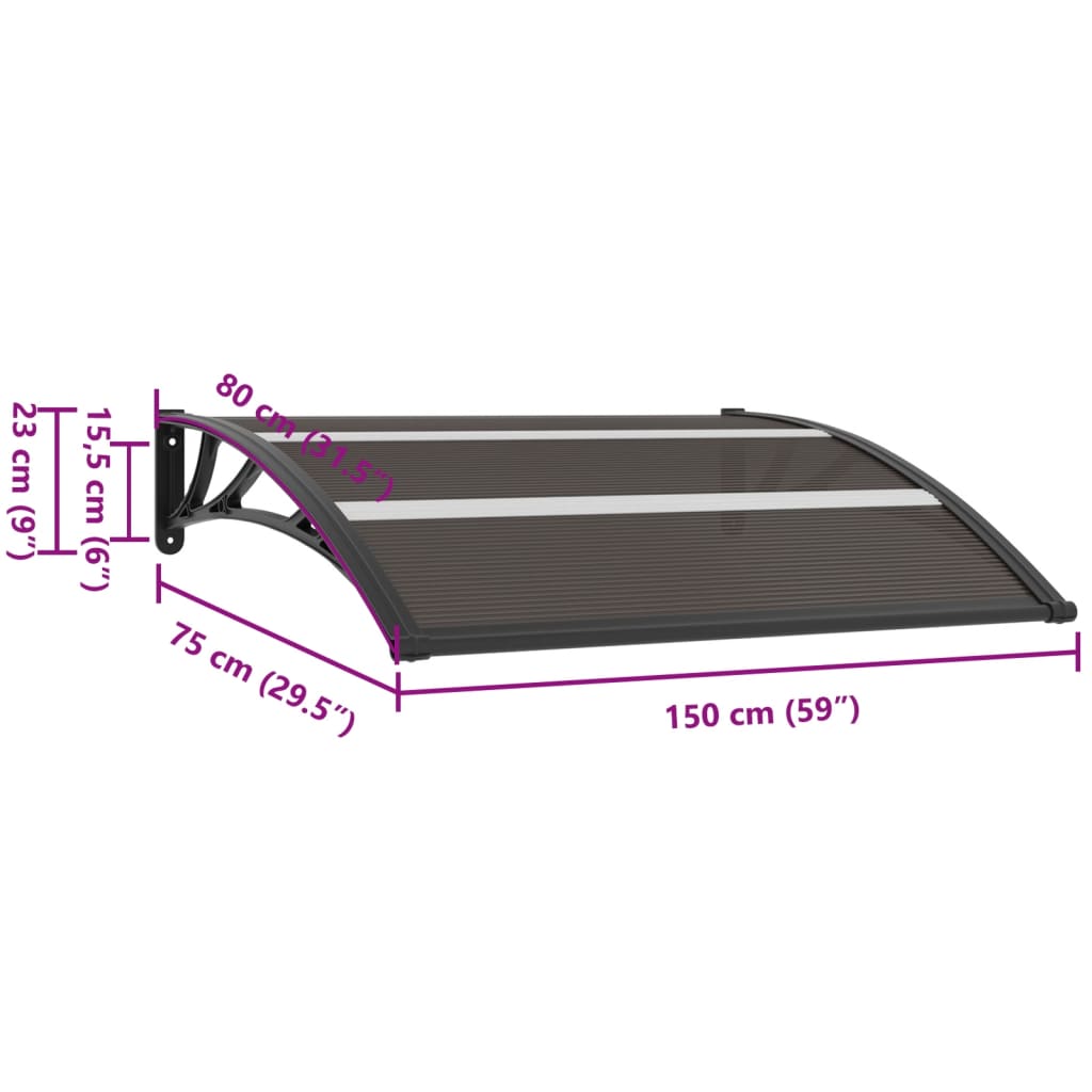 vidaXL Door Canopy Black 120x75 cm PC