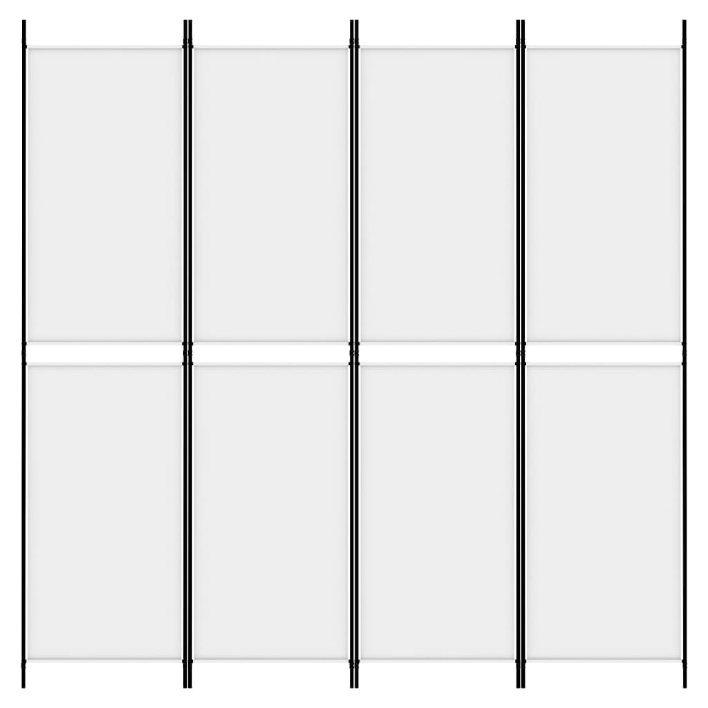 vidaXL 4-Panel Room Divider White 200x200 cm Fabric