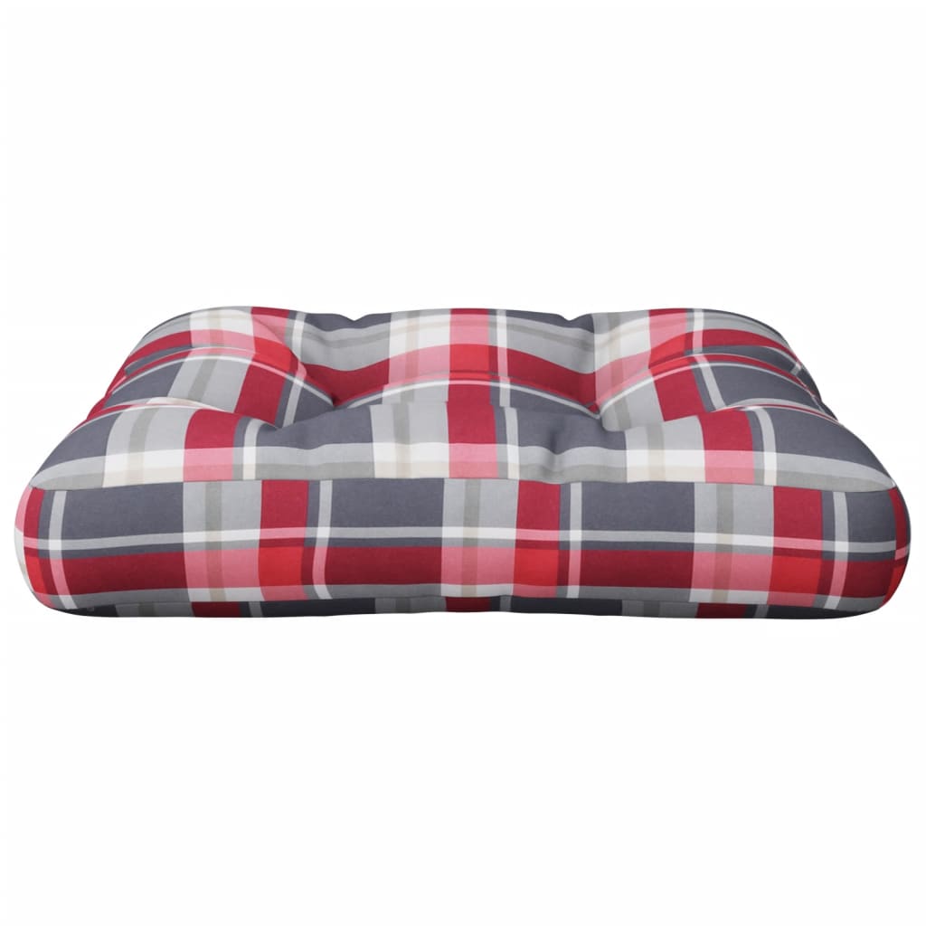 vidaXL Pallet Cushion Red Check Pattern 50x50x12 cm Fabric
