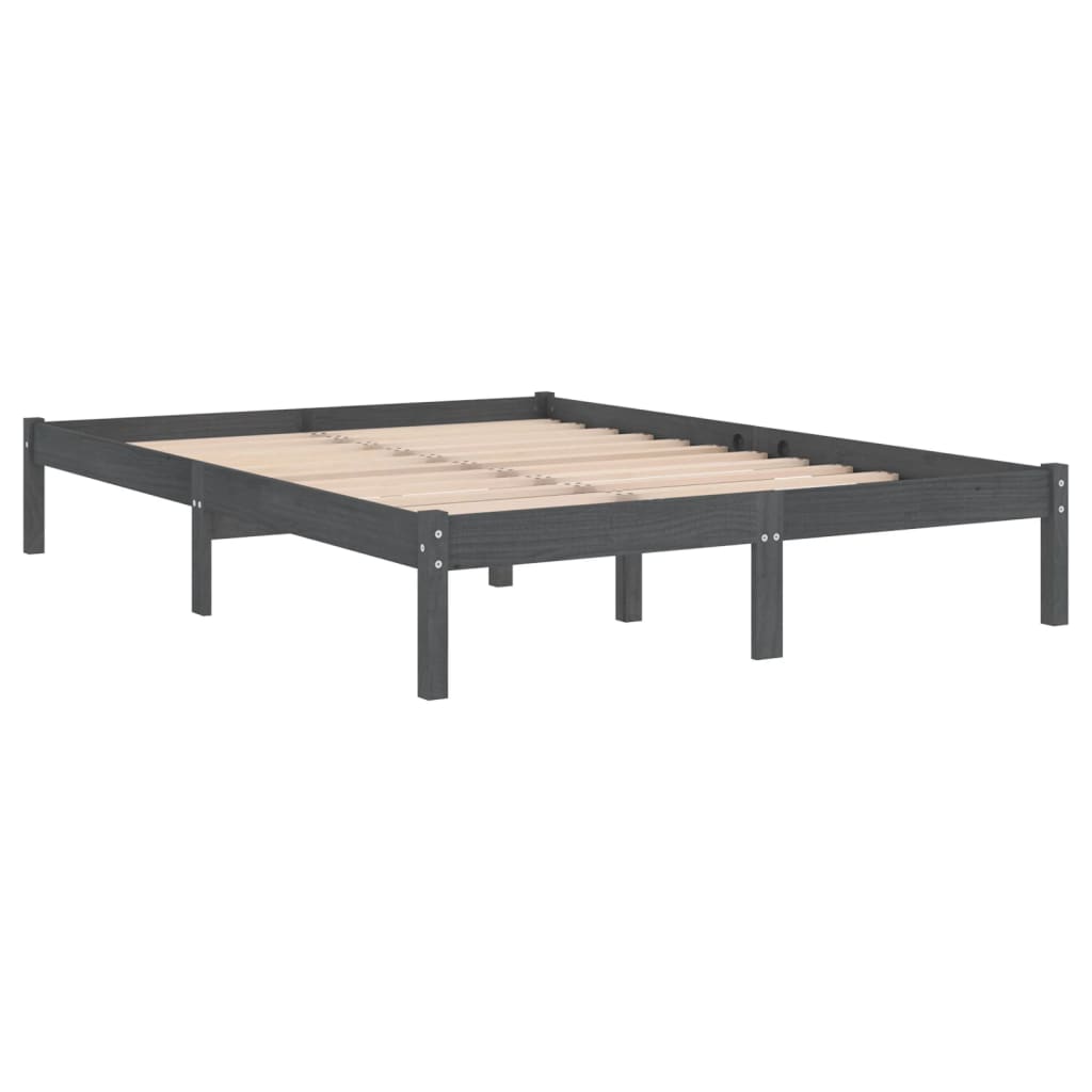 vidaXL Bed Frame without Mattress Grey Solid Wood 200x200 cm