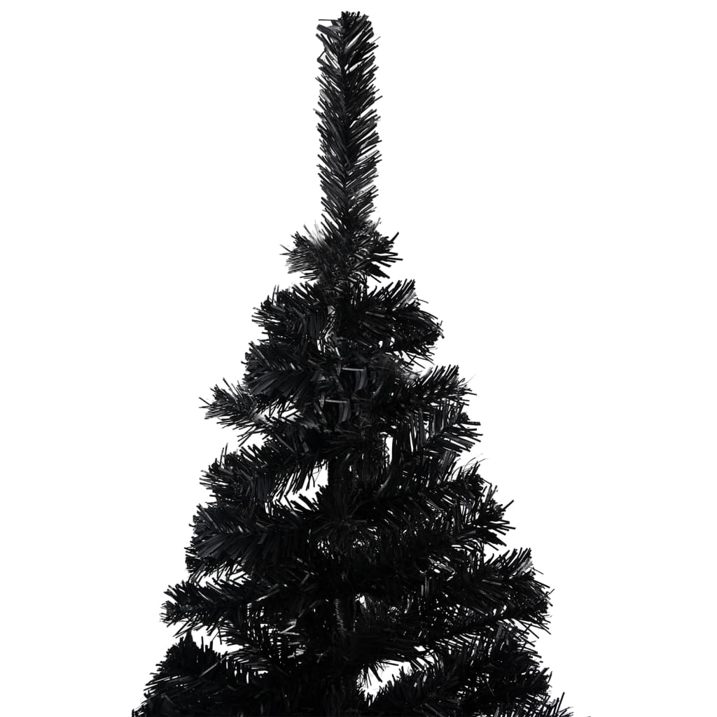 vidaXL Artificial Pre-lit Christmas Tree with Ball Set Black 210 cm PVC