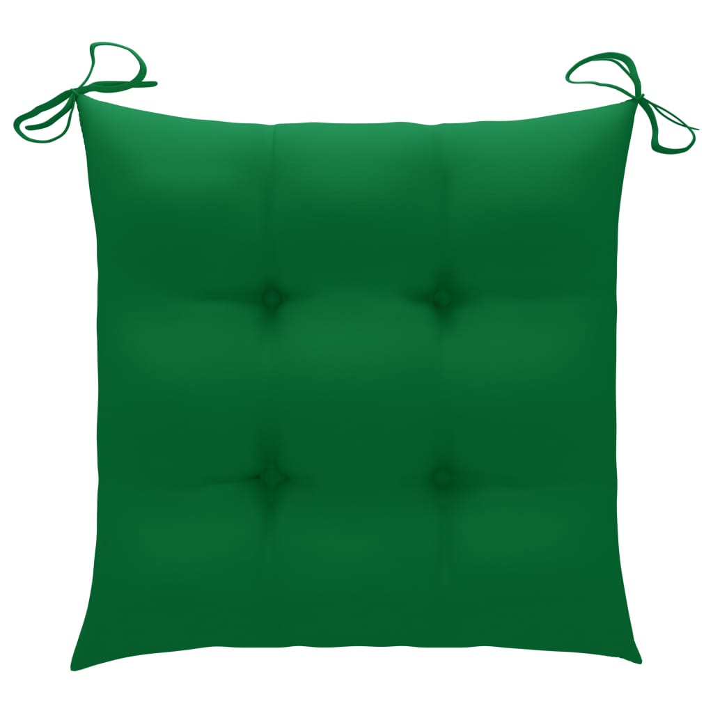 vidaXL Garden Chairs 6 pcs with Green Cushions Solid Teak Wood