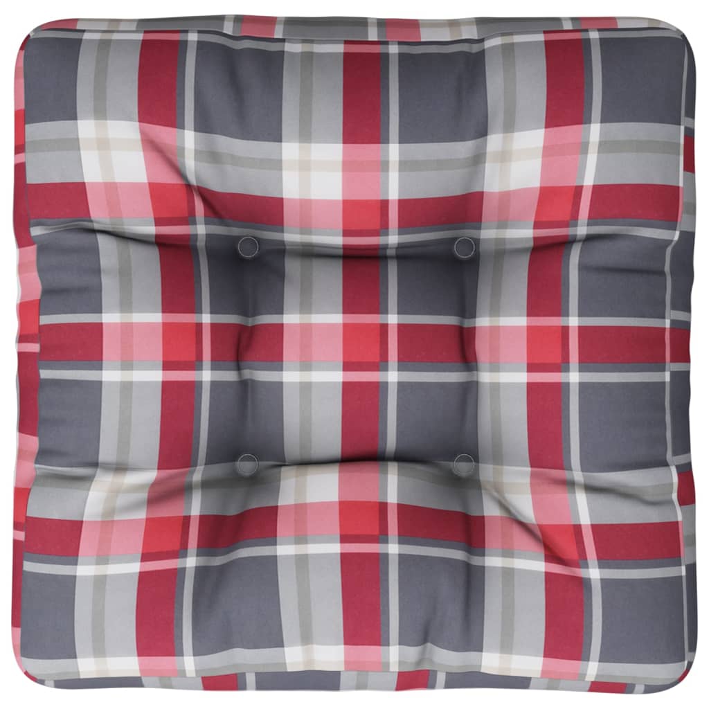 vidaXL Pallet Cushion Red Check Pattern 60x60x12 cm Fabric