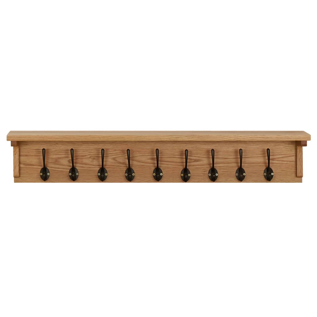 vidaXL Coat Rack 90x16x16 cm Solid Oak Wood