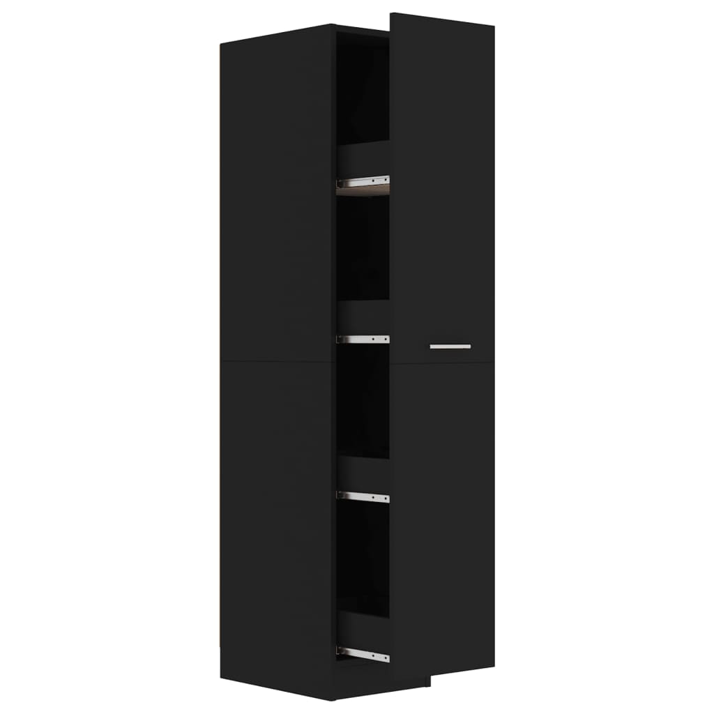 vidaXL Apothecary Cabinet Black 30x42.5x150 cm Engineered Wood