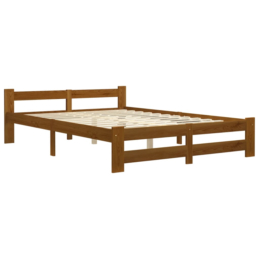 vidaXL Bed Frame without Mattress Honey Brown Solid Pine Wood 120x200 cm