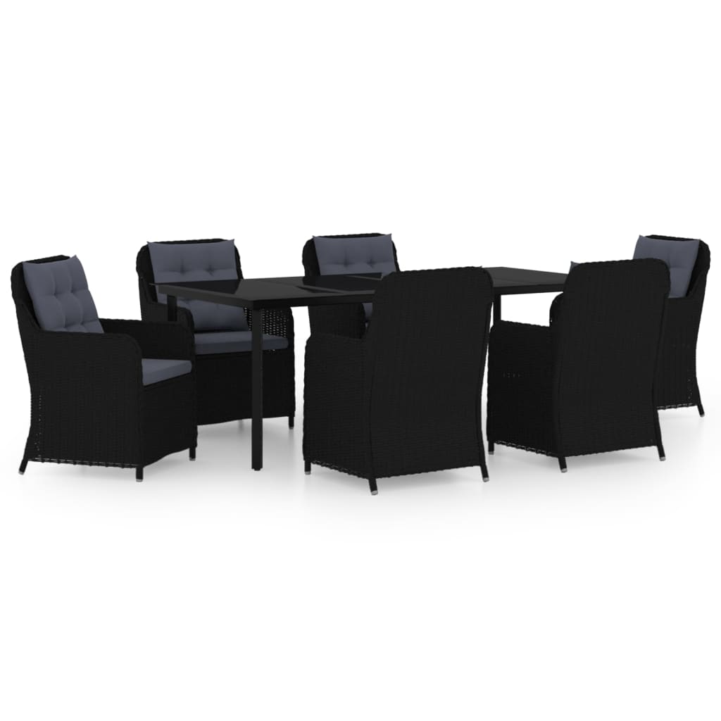 vidaXL 7 Piece Garden Dining Set Black