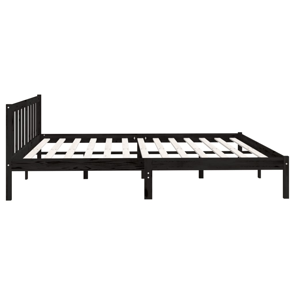 vidaXL Bed Frame without Mattress Black Solid Wood 200x200 cm