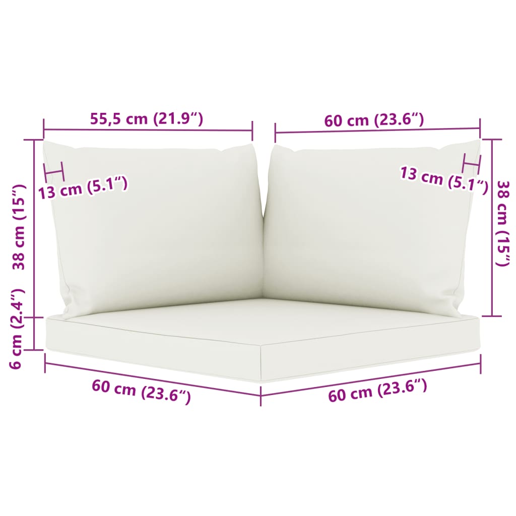 vidaXL 5 Piece Garden Lounge Set with Cream Cushions