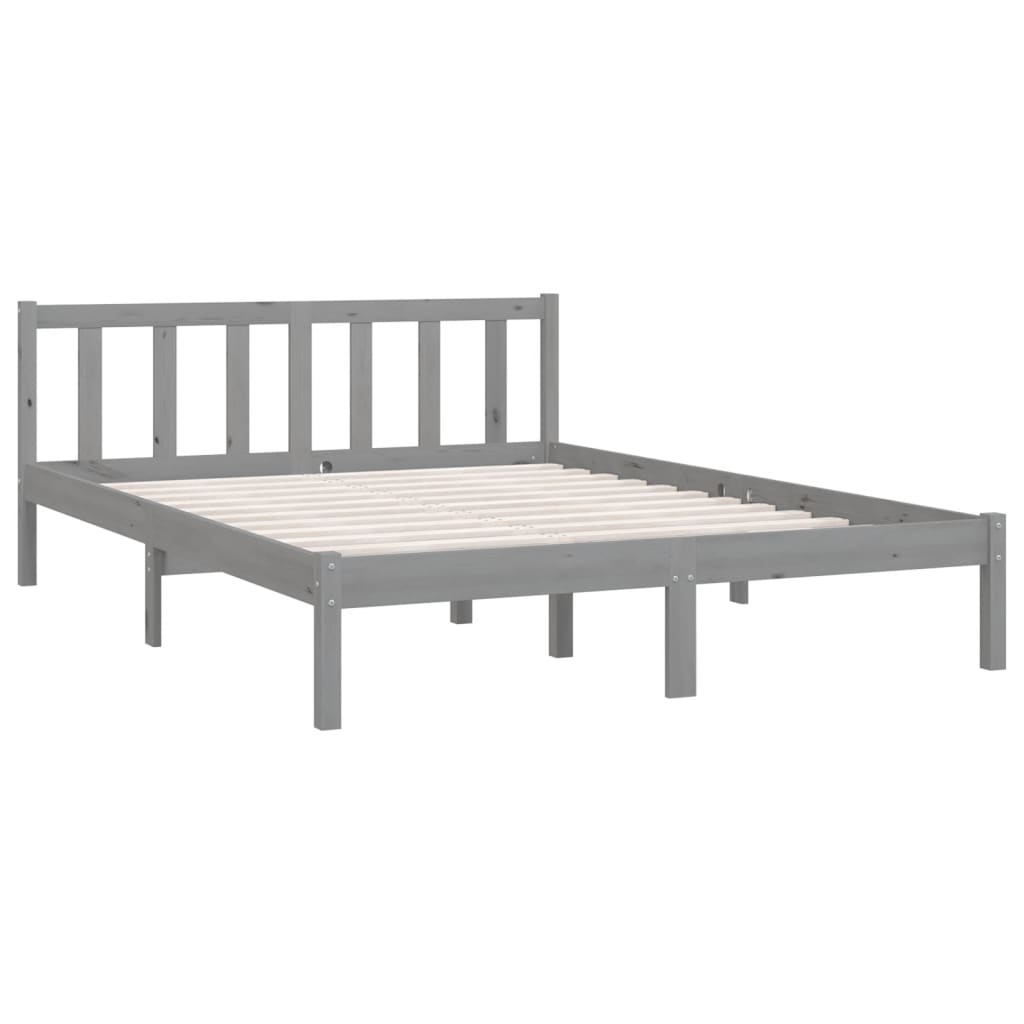 vidaXL Bed Frame without Mattress Grey Solid Wood 120x200 cm