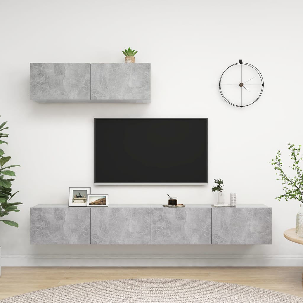 vidaXL TV Cabinets 3 pcs Concrete Grey Engineered Wood