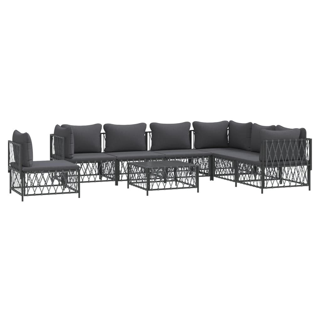 vidaXL 8 Piece Garden Lounge Set with Cushions Anthracite Steel