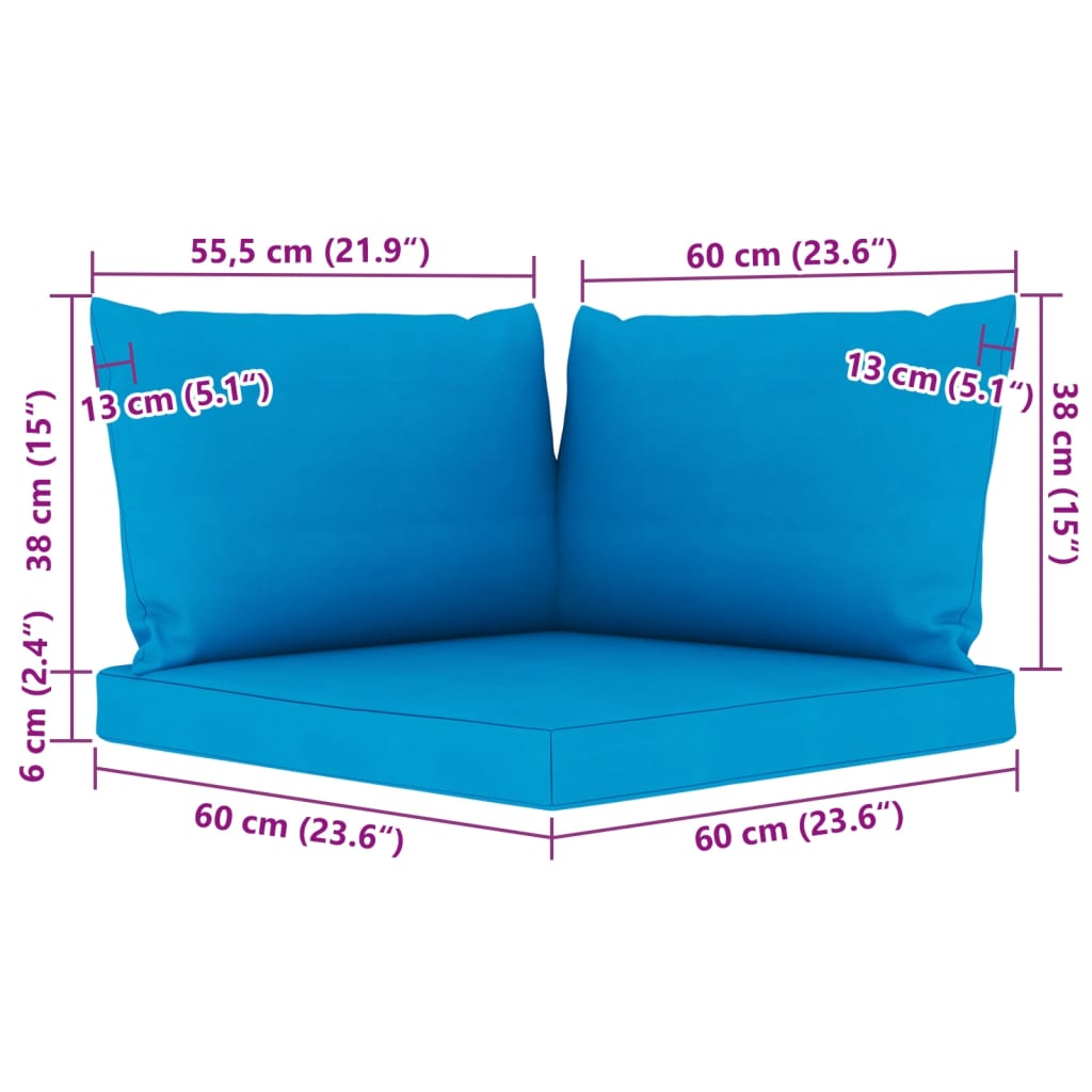 vidaXL Garden 2-Seater Pallet Sofa with Light Blue Cushions Pinewood