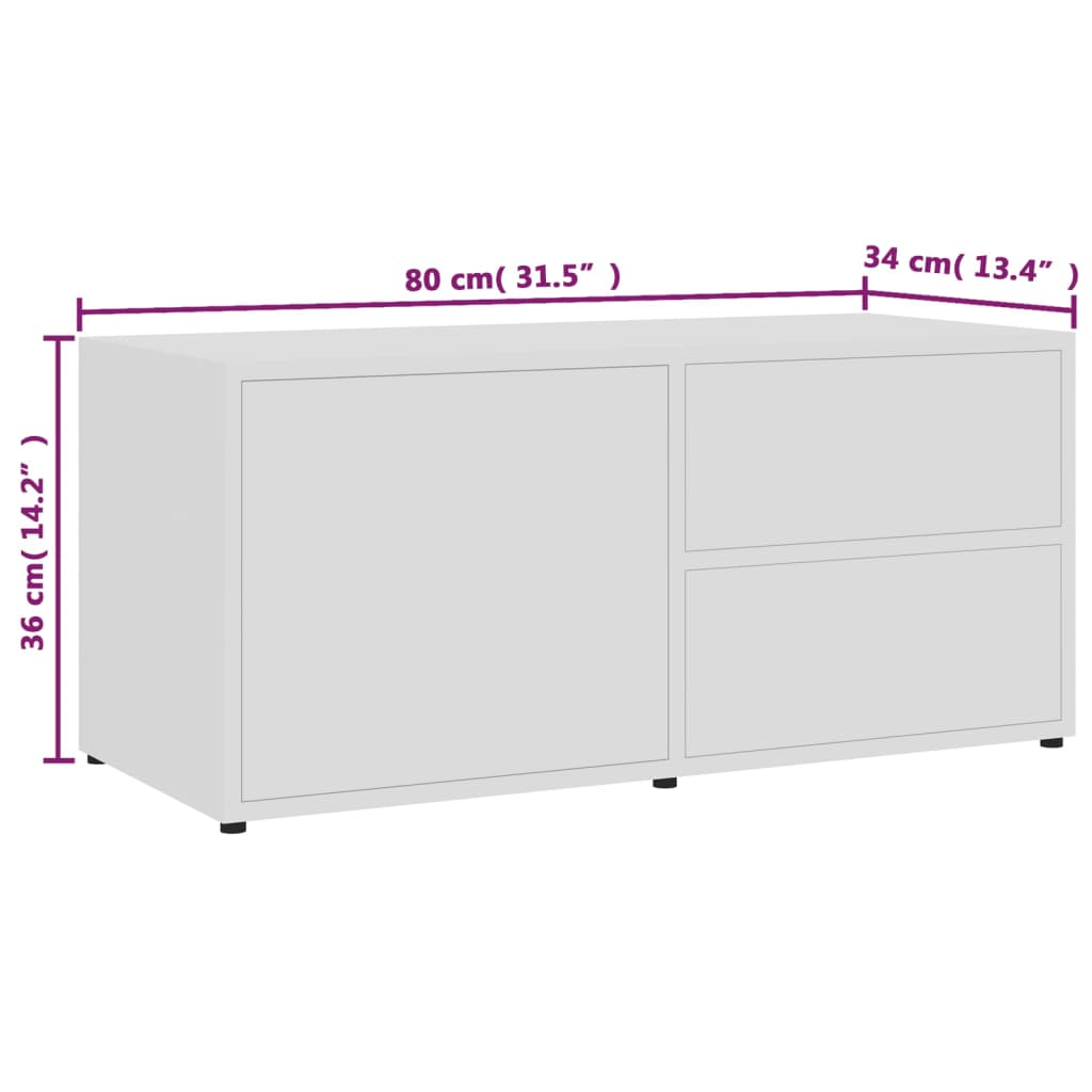 vidaXL TV Cabinet White 80x34x36 cm Engineered Wood
