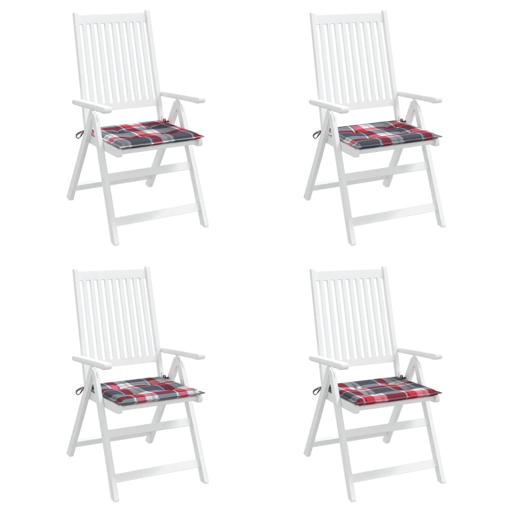 vidaXL Garden Chair Cushions 4 pcs Red Check Pattern 50x50x3 cm Oxford Fabric