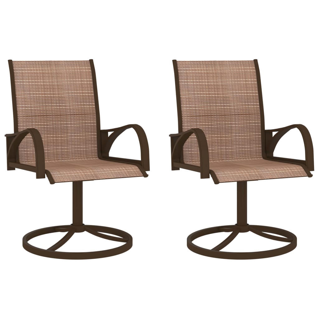 vidaXL Garden Swivel Chairs 2 pcs Textilene and Steel Brown